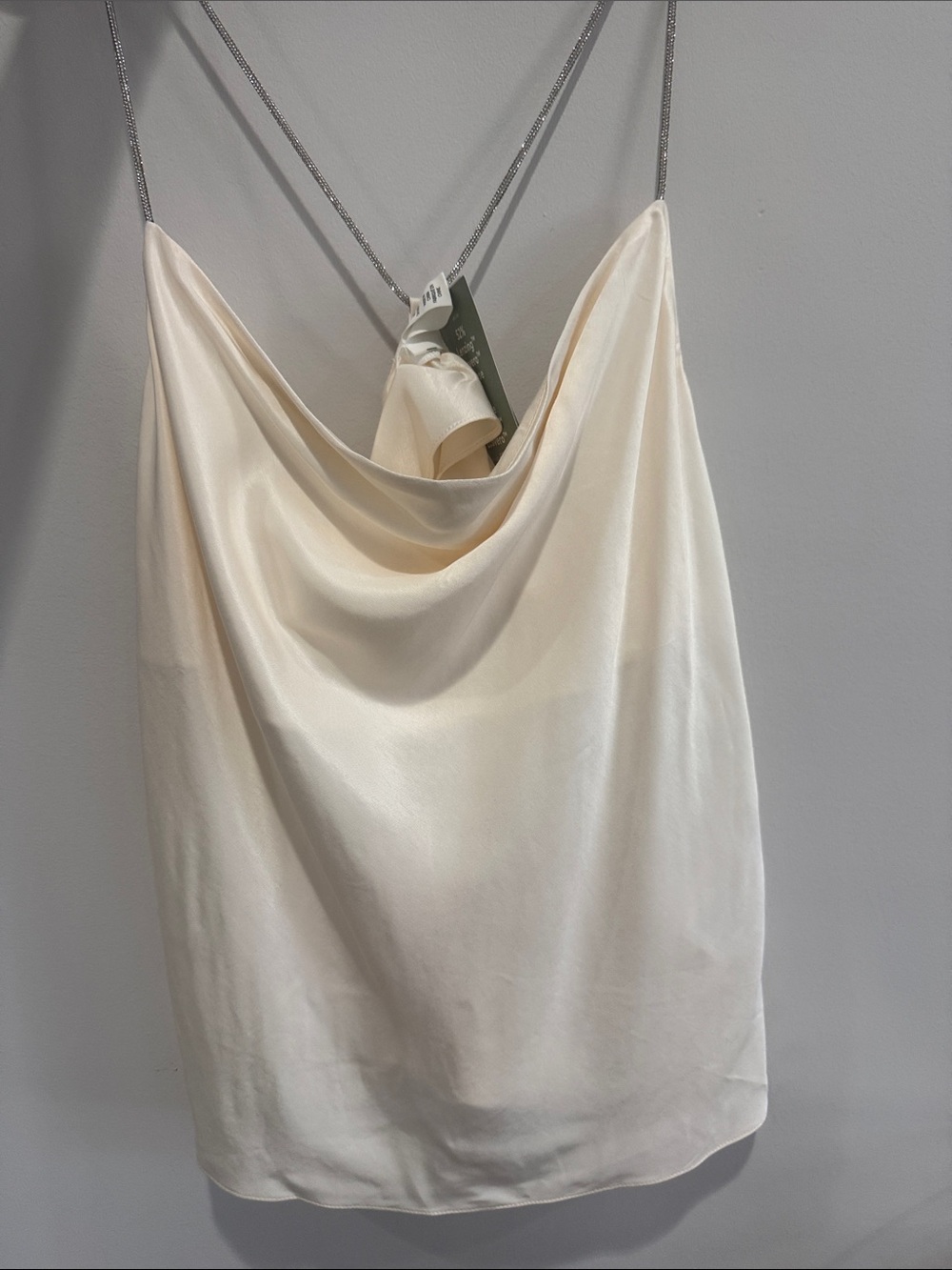 H&M Cream Satin Cowl-Neck Camisole with Metallic Straps